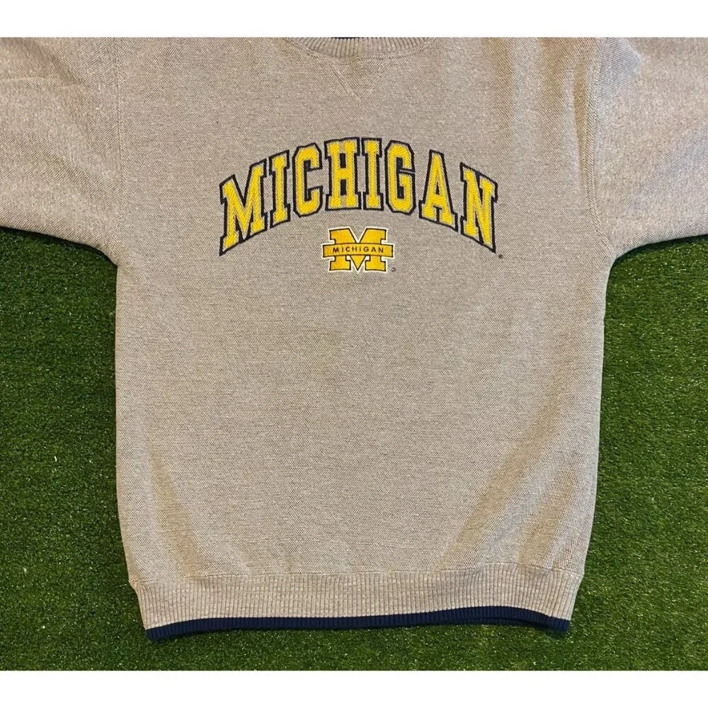 Michigan Wolverines sweatshirt mens medium gray vintage logo athletic 1990s 39 - Picture 5 of 12